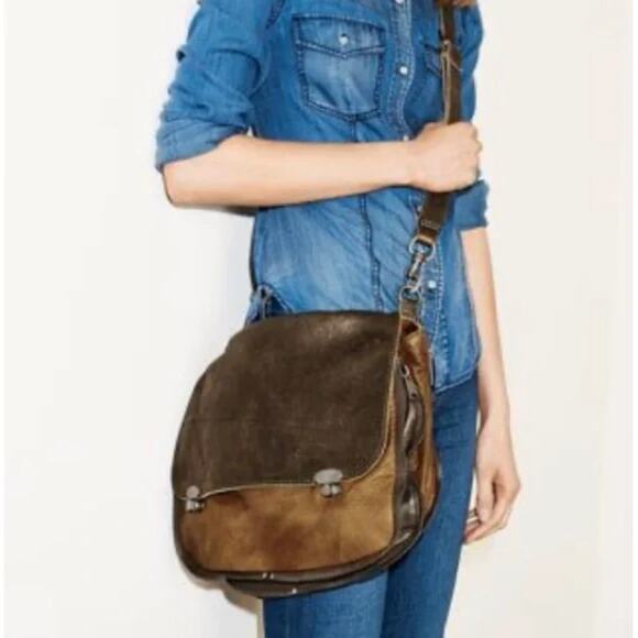 LIEBESKIND Berlin Olivia Two-tone Brown/Gray Flap Messenger Bag - Picture 1 of 11